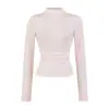 Camiseta de Manga Larga con Cuello Medio para Mujer en Otoño Nuevo Estilo Plisada Aspecto Adelgazante Camiseta Básica Sexy Ajustada