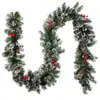 Decoração de Natal Artificial Atacado Folhas de Pinheiro de PVC misturadas com Bagas Brancas e Vermelhas 2,7m Guirlanda de Natal Pendente