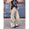 Pantalones de Trabajo Americanos Plisados Vintage Transfronterizos para Hombres y Mujeres, Verano Multibolsillos Sueltos Adelgazantes Casuales de Mezclilla
