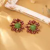 Novedades de Verano, Exquisitos Pendientes de Esmalte con Goteo, Pendientes de Moda Estilo Retro Hong Kong, Lujo Ligero, Pendientes de Flor Elegantes y Personalizados