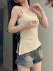 Camisole Retro Coreano Estilo Hong Kong Peça Única Fenda Irregular Diagonal Cor Sólida Top Interno para Mulheres