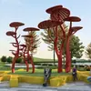 Esculturas de árvores em aço inoxidável feitas sob medida para paisagismo, esculturas para parques e cidades, esculturas para áreas cênicas, elementos decorativos para parques e pátios para privacidade e decoração
