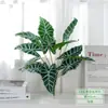 Viajero de hoja plátano palma Areca hoja de tortuga plástico planta verde pequeña con hierba manojo único flor artificial planta en maceta decoración paisajismo