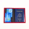 Portapasaporte de imitación de cuero multi-color personalizado portapasaportes de cuero grueso con mapa en relieve cubierta de protección de identificación