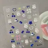 Lindas Pegatinas para Uñas con Relieve de Conejo de Arándanos 3D Creativas Dopamina Conejo Blanco Pegatinas para Uñas DIY Modelo Sl