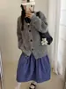 Suéter Cardigan de Tricô Grosso Estilo Coreano Preguiçoso Outono 2026 Novo para Mulheres, Casaco Solto de Manga Longa, Tricô Vintage