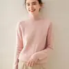 Suéter de Cashmere com Gola Alta Meia e Ombros Raglã para Mulheres Sete Fios Espessado Solto Suéter Pulôver Manga Longa Tricô Base para Mulheres