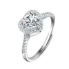 Anillo de compromiso de diamantes con forma de corazón cruzado para mujer, circonita, abierto, ajustable, anillo de propuesta totalmente de diamantes, anillo con forma de corazón de un quilate, paquete, ventas directas de fábrica