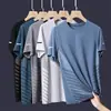 Camisa de Seda de Hielo de Manga Corta Lista para Usar del Fabricante para Hombre, Verano, Delgada, de Secado Rápido, Malla, Top Deportivo, Camiseta de Media Manga, Ropa de Verano
