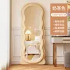 Espejo de Vestir de Moda para Dormitorio del Hogar, Espejo de Pie de Lujo para Niñas, Espejo Irregular de Cuerpo Entero Estilo Ins Ondulado