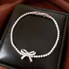 Pulseira Ajustável com Pingente de Laço Cravejado de Zircônia, Pulseira Personalizada com Design de Nicho, Joias Levemente Luxuosas e de Alta Qualidade para Mulheres