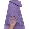 Tecido de malha floral e de plantas em toda a largura com bordado de lantejoulas, renda para vestido de alta qualidade, atacado direto do fabricante