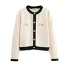 ZA Comercio Exterior Transfronterizo ZR2025 Chaqueta de Punto de Moda Dorada con Botones para Mujer