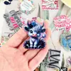 Patch de Acrílico com Animação de Desenho Personalizado Exclusivo Patch de Letra de Animal Princesa Chaveiro Shaker Emblema