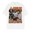 Camiseta Retrô Estampada Chris Brown Transfronteiriça Streetwear Americano Vintage Lavada Pesada Casual Manga Curta Ins