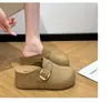 Meias-pantufas femininas estilo Birkenstock 2026 novo outono casual para aumentar a altura slip-on sola grossa sapatos preguiçosos para grávidas