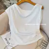 Moda Asimétrica de Hombro Descubierto Camiseta sin Mangas de Manga Corta Adelgazante Nuevo Estilo Verano 2025 Top sin Mangas con Hombro Inclinado