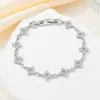 Pulsera Coreana de Nuevo Estilo Lujo Ligero Trébol de Cuatro Hojas, Versátil, Dulce, Moderna, Diseño de Nicho, Exquisita Pulsera de Rombos de Zirconia