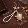 Llavero de Tortuga Linda Europeo y Americano Aleación de Zinc de Alta Gama Animal Marino Tortuga Marina Rhinestone Colgante de Llavero de Metal