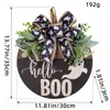 Placa de Porta de Madeira Fantasma Branco Boo Halloween Transfronteiriça Pingente de Feriado Tira Preta Placa de Madeira Placa de Decoração de Janela