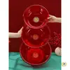 Balanza de boda, lavabo transparente, artículos de boda, lavabo de plástico para bodas, cuenco rojo festivo, juego de dote de la novia