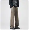Jeans rectos de color liso estilo americano, corte limpio para hombre, pantalones casuales anchos retro versátiles y de moda, nuevos