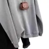 Sudadera Pulóver de Hombro Caído de Manga Larga Color Gris Cachorro Otoño Temprano para Mujer Otoño 2025 Nuevo Estilo Perezoso Holgado Top sin Hombros