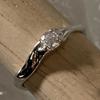 Nuevo Anillo de Croissant Estilo Coreano para Mujer, Anillo Abierto Irregular Trenzado de Pedrería Simple Retro, Anillo para Dedo Índice, Moderno