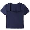 CANVAUS - Camiseta de verano de manga corta con cuello cuadrado para mujer, estilo coreano, ajustada, de algodón, ropa para mujer
