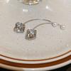 Pendientes de plata con circonitas y perlas redondas, estilo moderno, asimétricos, elegantes, de alta gama y sencillos para mujer.