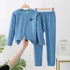 Pijama infantil, conjunto de roupa íntima térmica para meninos, roupa íntima térmica de outono e inverno para meninas, camada base de inverno para crianças pequenas e estudantes
