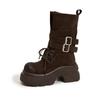 Botas de Cano Médio com Solado Grosso para Mulheres, Novas Botas Western Cowboy Retrô Outono e Inverno 2026, Botas de Montaria Versáteis com Salto Grosso