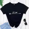 Camiseta Nueva de San Valentín con Estampado de Corazón y Flecha Amor Nuevo Camiseta de Mujer de Manga Corta con Cuello Redondo de Comercio Exterior Europeo y Americano