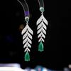 S925 Agulha de Prata Brincos de Borla de Folha Longa Brincos de Zircônio Microincrustados Femininos Design Elegante Sense Nicho Elegante Brincos Elegantes