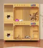 Villa para Gatos Jaula para Gatos Hogar para Mascotas Alojamiento Cría Madera Maciza Cama para Gatos Armario para Gatos Casa de Lujo para Gatos Vitrina Temperatura Constante Tres Niveles