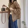 Top de Proteção Solar Fino Feminino Primavera Verão Nova Moda Estilo Preguiçoso Solto Zíper Gola Alta Manga Longa Jaqueta Casual Verde