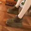 Zapatillas de caña alta para mujer 2026 Invierno Nuevas Versátiles de suela gruesa que aumentan la altura para mujeres petite con pedrería y forro de felpa para el calor