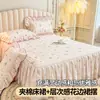 Faldón de Cama Acolchado Estilo Princesa de Algodón Puro Estilo Francés con Volantes, Cubierta de Cama Antideslizante de Encaje de una Pieza, Individual