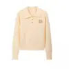 Suéter de punto trenzado con cuello bordado estilo universitario coreano para mujer, otoño e invierno, corte ajustado, casual y sofisticado, adecuado como top de capa base