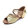 Zapatos de Baile Latino para Niños, Zapatos de Baile de Satén de Tacón Bajo, Cómodos Zapatos de Baile de Suela Blanda para Niñas, Cha-Cha, Rumba, Samba, Zapatos Brillantes