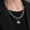 Collar Letra W para Hombre, Estilo Hip-Hop de Nicho de Lujo Ligero, Nueva Cadena de Suéter Clavicular de Moda, Estilo Pareja para Mujer