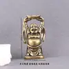 Estátua de Latão do Buda Maitreya Segurando Lingotes e um Ruyi, Pequena Estatueta do Buda Maitreya, Ornamento Artesanal, Acessório para Estátua do Buda Maitreya