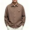 Camisa de manga comprida transfronteiriça 2026 comércio exterior primavera e outono Lyocell Tencel imitação de linho espessada estilo old money com gola de lapela para homens