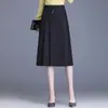 Elegante falda casual de estilo coreano de cintura alta en línea A, nuevo modelo de otoño 2026, falda midi plisada irregular texturizada