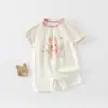 Mameluco de verano para bebé de manga corta, mameluco infantil delgado y transpirable, ropa de aire acondicionado sin costuras Clase A para bebés y niños pequeños, traje para gatear