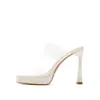 1366-6 Zapatos de Tacón Alto Transparentes de Una Tira para Mujer, Elegantes y Sexys, Plataforma Impermeable, Chanclas de Tacón Alto de Punta Abierta