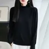 Suéter de ganchillo para mujer, estilo francés, con encaje, cuello semi-alto, tejido fino, manga larga, para otoño e invierno, corte holgado, combinado con una camisa básica blanca