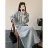 Talla Extra Otoño Nuevo Moda Coreana Pequeño Aroma Lazo Top de Punto Falda Cubre Carne Suéter Conjunto de Dos Piezas