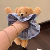 2026 Novo Urso de Pelúcia Deitado Elástico de Cabelo Intestino Grosso Fofo Melhor Amigo Acessórios de Cabelo Coque Penteado Corda de Cabelo Xadrez Adereço para Foto