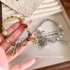 Luxo Leve Nicho Ouro e Prata Antigos Lâmpada a Querosene Pulseira de Folha Versátil Temperamento Pulseira Estilo Meio do Século Joias de Celebridade da Internet